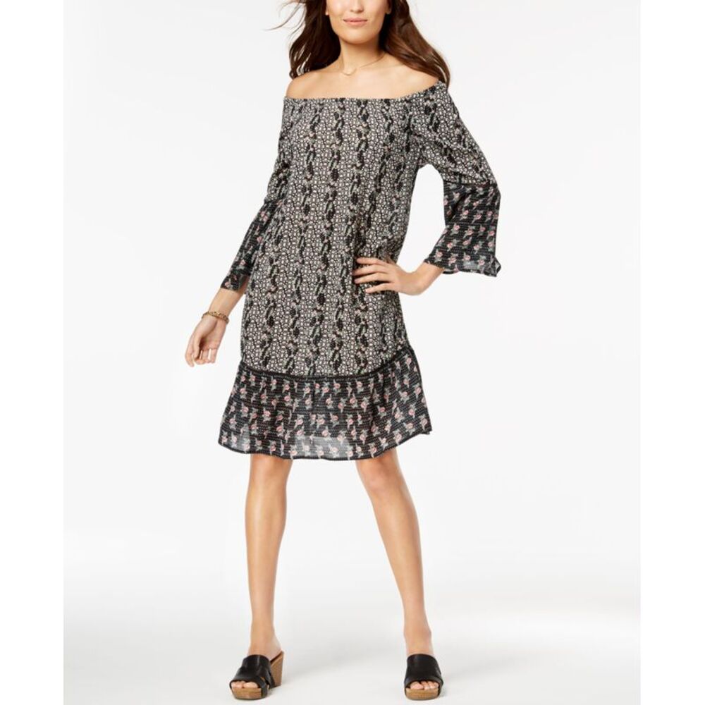 Style & Co Printed Off The Shoulder Dress